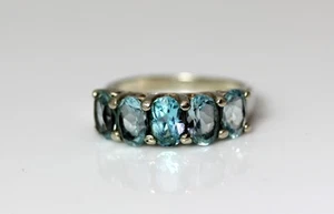 Anillo de plata de ley con topacio facetado ovalado con múltiples piedras talla 9-11831 - Imagen 1 de 12