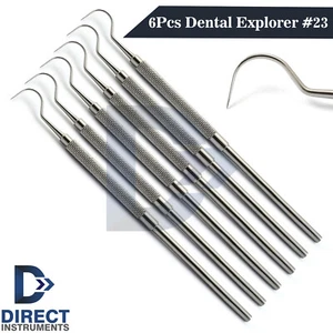 6pz Dental Explorer 23 Sonde Falce Esame Diagnostica Endodonzia Calcolo - Foto 1 di 4