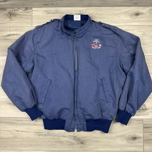 Vintage 70s UAW Chevrolet Pontiac GM Bomber Work Jacket Men’s Large Blue Birdie - Picture 1 of 6