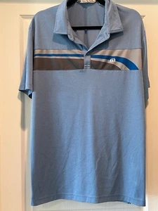 Travis Mathew Herren Mesh Golf Polo schwarz mit blauen Streifen Größe Large - Bild 1 von 5