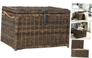 HPM9001B Caden 30" Wicker Storage Trunk, Collapsible for flat storage, Brown - Picture 1 of 7