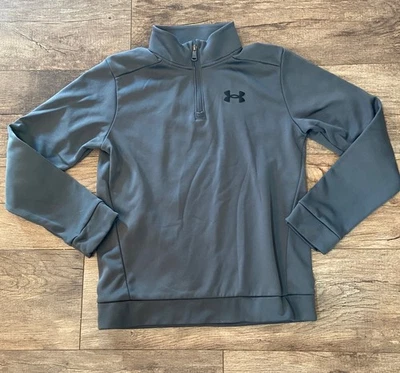 Gently Used Boys Under Armour Sz Youth L Loose 1/2 Zip Pullover Fleece Gray EUC - Image 1 of 4