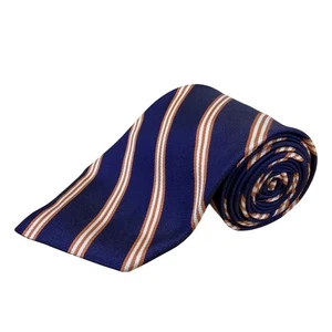 Vintage Brooks BrothersBlue & Orange Striped Silk Tie Hand Classic Style - Foto 1 di 7