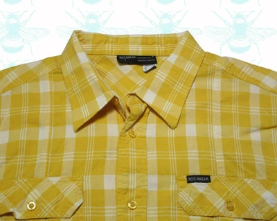Rocawear Para Hombre Talla - 2XL Amarillo Cuadros Manga Corta Abotonada XXL Foto 1 de 4