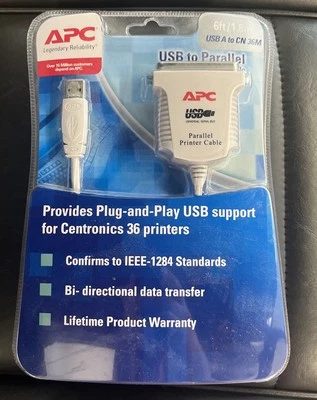 APC USB TO PARALLEL PRINTER ADAPTOR CABLE 6'/ 1.8M NEW - Image 1 of 2