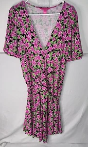 Abito Lilly Pulitzer donna M Kessler onice rosa verde floreale con volant - Foto 1 di 5