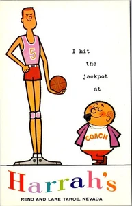 HARRAH'S Lake Tahoe, Nevada NV BASKETBALL PLAYER advertising Postcard - Picture 1 of 2