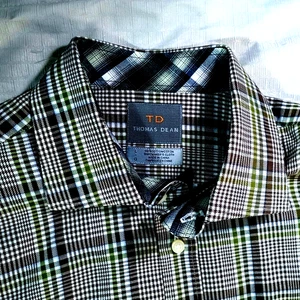 Thomas Dean Herren Hemd mit großer Knopfleiste - braun & weiß kariert, Flip Cuff - Bild 1 von 7