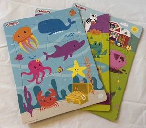 Playskool Frame Tray Puzzles - Lot of 3 Animals 2018 Toddler/Preschool 6 pieces - Picture 1 of 5