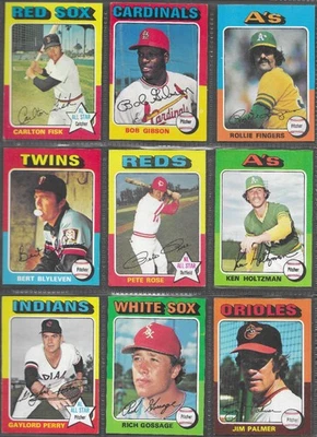 1975 TOPPS BASEBALL lot of 9 Cards, NM-MT with 8 HOFers--AWESOME! - Image 1 of 2