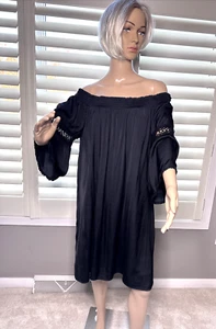 Jennifer Lopez XL Off Shoulder Etuikleid Gr. XL Rayon Gauzy Eyelet Etuikleid - Bild 1 von 9