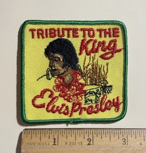 Vintage Elvis Presley Hommage to the King Souvenir gestickter Aufnäher Abzeichen - Bild 1 von 3