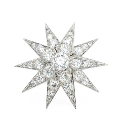 Cuenta con broche de circonita cúbica genuina Starburst victoriano de plata de ley 925 Foto 1 de 2