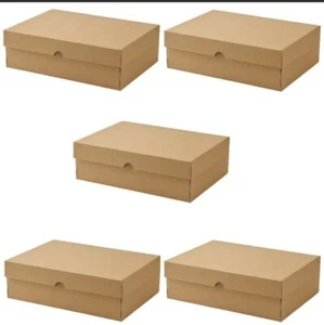 5 Collapsible Cardboard Storage Boxes Lid Vattentrag A4 Box Stackable Organiser - Picture 1 of 5