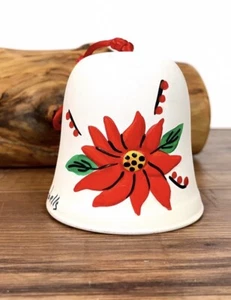 Poinsettia Christmas Wind Chime | Signed Artist Kay For Christi-Bells | Pottery - Picture 1 of 8