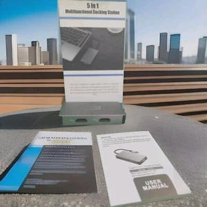 USB C Docking Station Triple Monitors 5 in 1 Laptop USB C Type Multi Port - Picture 1 of 11