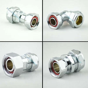 "Conector de grifo cromado compresión recto, codo 15x1/2"" 22x3/4"" 15x3/4"" - Imagen 1 de 5