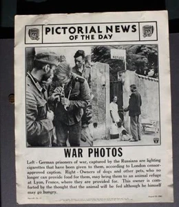 1941 WWII German POWs and dog pet wartime refuge Pictorial News newsreel poster- - Picture 1 of 1