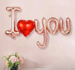 38” Giant I Love You Foil Balloon Valentines Day, wedding Decoration! Rose Gold! - Picture 1 of 1