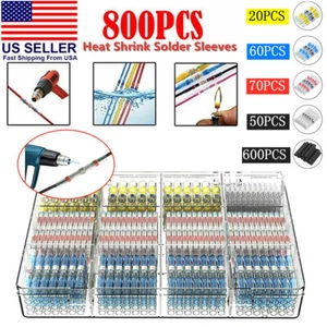 800pz Termoretraibile Impermeabile Butt Filo Connettori Terminali Guarnizione a Saldare Manicotto - Foto 1 di 12