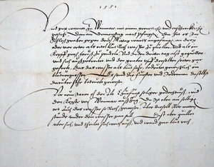 Turingia Weimar manoscritto tedesco su fonti di sangue guerra di Malcalda 1555 - Foto 1 di 3