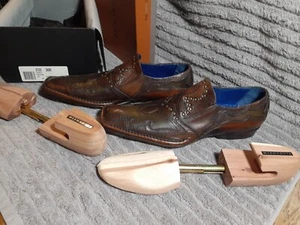 Mark Nason Rock Never Dies Leather Shoes Made in Italy Brown Studded PROMOTER 9M - Picture 1 of 10