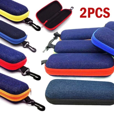 2 PIEZAS Ligero Cremallera Gafas Estuche Caja Gafas de Sol Protector Bolsa Soporte Foto 1 de 4