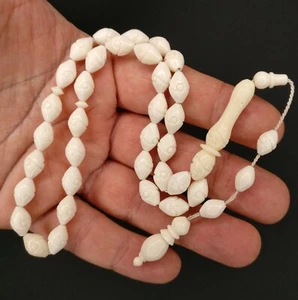 33 Camel Bone Prayer Beads Carved Tasbih Deve Kemik Tesbih Misbaha Eid Gift 521 - Picture 1 of 12
