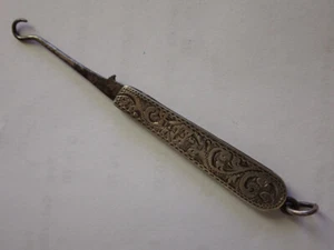 STERLING SILVER FOLDING GLOVE BUTTON HOOK c1903 BIRMINGHAM EXCELLENT CONDITION - Picture 1 of 5