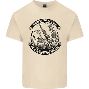 Hunting Game is a Waiting Game Hunter Skull Mens Cotton T-Shirt Tee Top - Picture 1 of 13