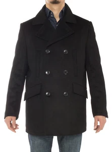 Luciano Natazzi Mens Stylish Wool Walking Top Coat Double Breasted - Picture 1 of 5