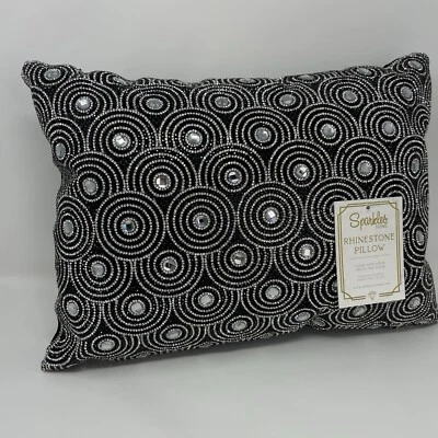 Sparkles Home Rhinestone Pillow Black/Silver 15x11 - Image 1 of 4