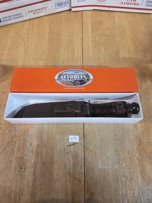 Нож Marbles Jet Pilot Bowie с фиксированным лезвием MR246 кожаные ножны в коробке - Изображение 1 из 4