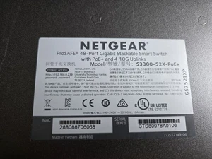 NETGEAR ProSafe S3300 52 port PoE+ Smart Switch, S3300-52X-POE+ GS752TXP - Picture 1 of 8