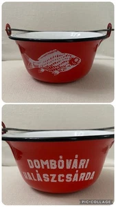 Vintage rotes Emaillegeschirr ungarischer kleiner Kessel Dombóvár Fischgasthaus "bogrács - Bild 1 von 13