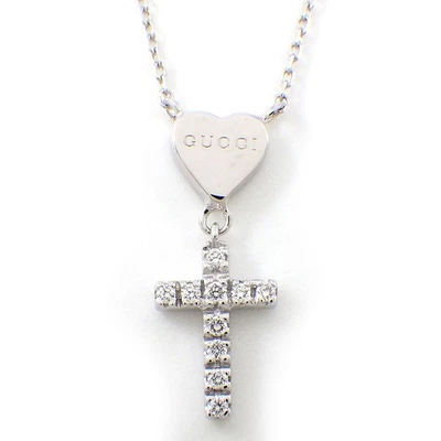 Collar GUCCI Corazón Cruz Diamante 750 (18K) Oro Blanco Foto 1 de 4