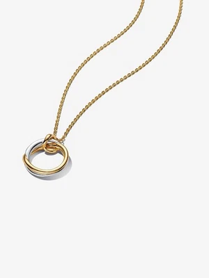 PANDORA Kette Organisch Geformte Bicolor Halskette Silber 14 Karat Vergoldung - Bild 1 von 4