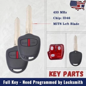 2 Remote Key Fob 433MHz ID46 for Mitsubishi L200 Shogun Pajero Montero 2006+ - Picture 1 of 5