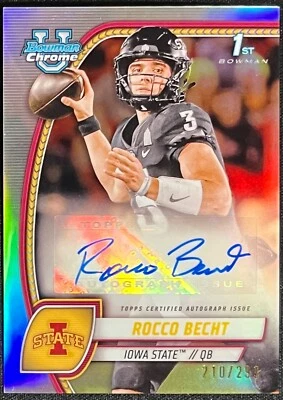 2024 BOWMAN CHROME U ROCCO BECHET REFRACTOR AUTO IOWA STATE #210/250 - Image 1 of 2