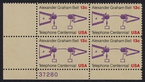 #1683 13c Telephone Centennial, Plate Block [37280 LL] **ANY 5=FREE SHIPPING** - Picture 1 of 1