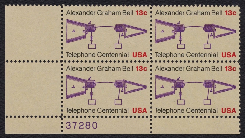 #1683 13c Telephone Centennial, Plate Block [37280 LL] **ANY 5=FREE SHIPPING** - Image 1 of 1