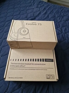 JABRA Evolve 75 UC Stereo Bluetooth Headphones with Charging Stand - Picture 1 of 4