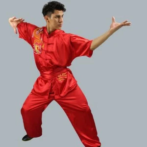 Silk Kung Fu Tai Chi Uniform Martial Arts Changquan Suit Dragon Embroidery Hot - Picture 1 of 16