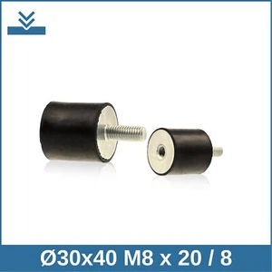 B Ø30x40 M8 x 20 / 8 NK 55° Edelstahl A4 Gummi-Metall-Puffer - Picture 1 of 2