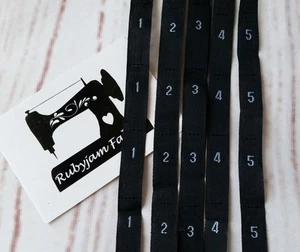 100 pack 1 2 3 4 5 - woven sew-in clothing size labels BLACK, Rubyjam Fabric - Picture 1 of 1