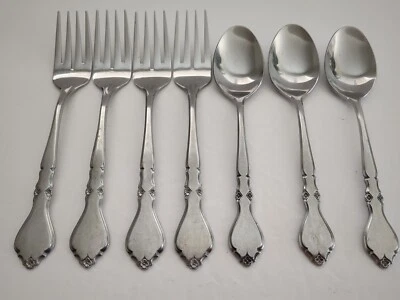 Rogers DORCHESTER 3 Teaspoons and 4 Salad Forks    (D47) - Image 1 of 4
