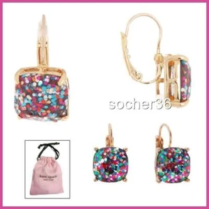 KATE SPADE PEQUEÑO BRILLO CUADRADO CZ DROP LEVERBACK ARETES W / BOLSA DE REGALO NWT $ 49 - Imagen 1 de 5