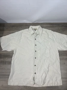 Vtg Tommy Bahama 100% Silk Martinis & Bikinis Embroidered Hawaiian Shirt Medium - Picture 1 of 8
