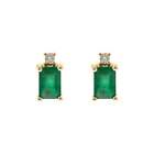 Gin and Grace Mae 14K Yellow Gold Emerald-Shape Natural Zambian Emerald Earring