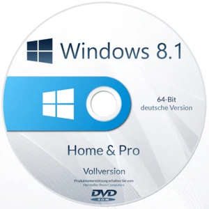 WINDOWS 8.1 HOME + PRO 64-BIT INSTALLATIONS DVD BOOTFÄHIG DEUTSCH REPARATUR - Bild 1 von 1